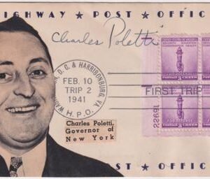 US 901 Autographed Cover, Charles Poletti, Governor of NY