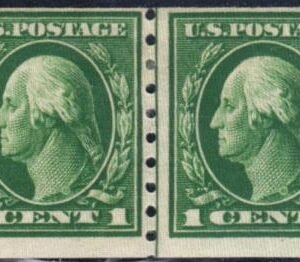 US 412 Washington / Franklin F - VF Mint Hinged Line Pair cv $120