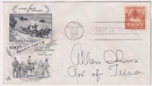 US 976 Autographed FDC Signed by Allan Shivers, Lt Gov. of Texas