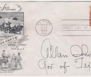US 976 Autographed FDC Signed by Allan Shivers, Lt Gov. of Texas