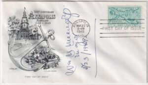 US 984 Autographed FDC Signed by William McCready, Mayor of Annapolis