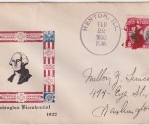 US IIinois, Henton 703 Fancy Cancel Cover, George Washington in Red