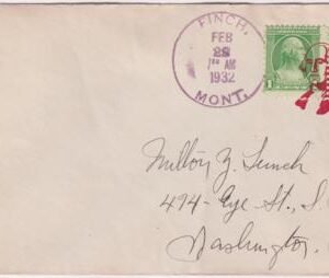 US Montana, Finch 705 Fancy Cancel Cover, Geo Washington Bust