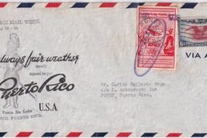 US 1938 C23a Legal Sized Air Cover with Puerto Rico Semi-Officials Label