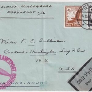 Germany 1936 6th North America Flight on Hotel Commercial Cover