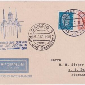 Germany 1932 Danzig Zeppelin Flight Card on Luposta  Card