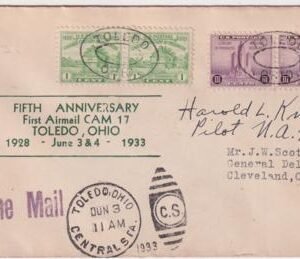 US 1933 728 & 729 Anniversary Flight Signed by Pilot, Harold L. Knoop