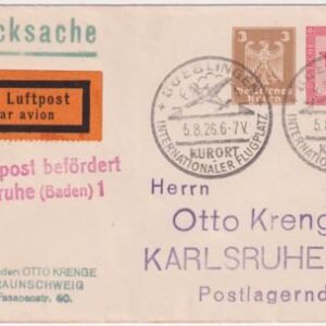 Germany 1926 Boeblingeer - Karlsruhe Airmail Cover