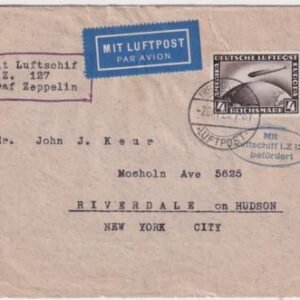 Germany 1928 Zeppelin American Flight Cover  with C37