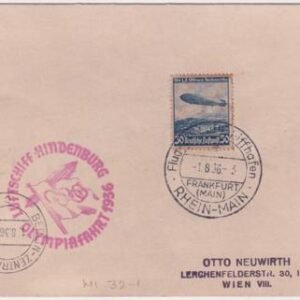 Germany 1936 Hindenburg Olympic Flight Cover