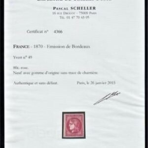 France 48 XF NH Pristine OG, Rich Color Signed + 2015 Scheller Cert