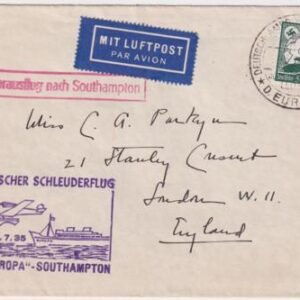 Germany 1935 Catapult Cover Europa - Southampton