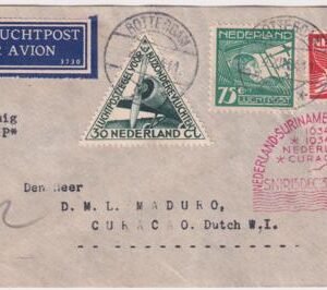 Netherlands 1934  VF Airmail Cover from Rotterdam to Curaco