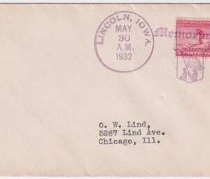 US Iowa, Lincoln 716  Fancy Cancel Cover, Memorial Day Flag