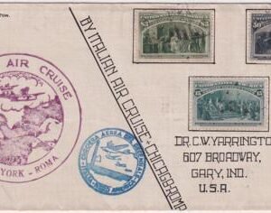 US 1933 Balbo Chicago to Rome Return Flight with 238, 240, 243 Columbus Stamps