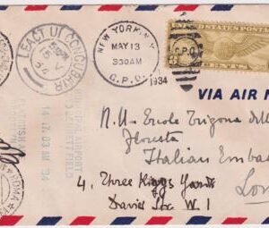 US 1933-34 Pond-Sabelli Transatlantic Flight to Rome, Crash in Ireland, to London
