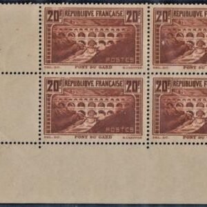 France 254A XF Unused NH Corner Dated Block, Signed with Roumet Cert cv $1,800++