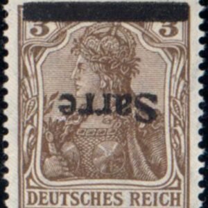 Saar 3c VF Mint NH Inverted Overprint, Signed Burger + Dub - Rare! cv $525