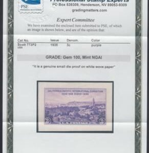US 773P2 Superb Mint Proof PSE Gem 100 Cert - White Wove