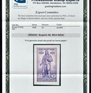 US 777P2 Superb Mint Small Die Proof on White Wove - PSE 98 Cert