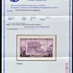 US 783P2 Superb Mint Small Die Proof on White Wove - PF Cert
