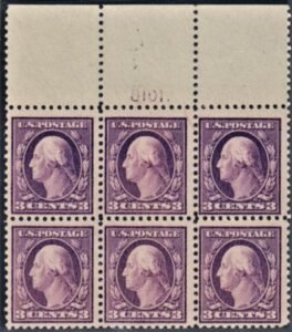 US 501 Washington / Franklin F - VF Mint NH Top Plate Block - Fresh! cv $240