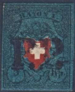 Switzerland 7 Var VF Used Pos. 23, 4 Margins Closer at UL - Perfect "P.P" Cancel from Zurich/VIII - Hermann Cert. cv $1,675