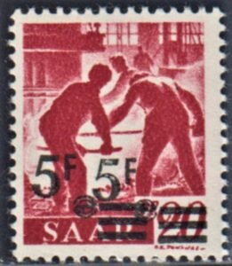Saar 181 var. VF Mint NH 5F on 20pF, Printing II Double Overprint signed Brun + more cv $660