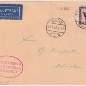 Germany 1930 Zeppelin Flight to Bonn On Postal Card with On Board Cancel