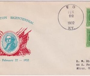 US Kentucky, Ed 705 Fancy Cancel Cover, George Washington in Square