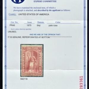 US PR46 Newspaper Fine Mint No Gum As Issued Reperfed at Bottom, PF Cert cv $5,250
