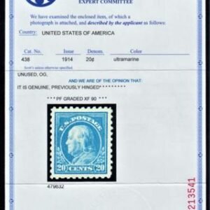 US 438 Washington / Franklin XF Mint LH Large Margins - PF 90 Graded Cert cv $310