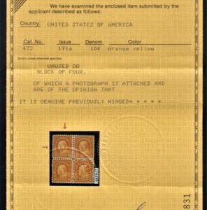 US 472 Washington / Franklin VF Mint LH PFC cv $115