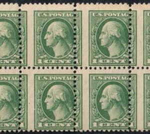 US 525 Washington / Franklin Error Mint NH 4mm Misperf Block of 8