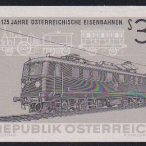 Austria 1962 Black Proof Single from Leaflet for Scott 703, Train