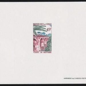 Congo 1968 Scott 173 Multi Colored Imperf Deluxe Sheet, Train on Bridge