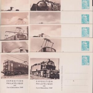 France 1949 Fantastic set of 10 Mint Postal Cards, Each a Different Train