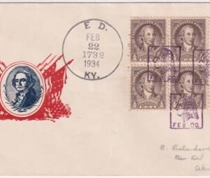 US Kentucky, Ed 704Fancy Cancel Cover, Geo Washington in Square