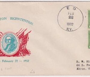 US Kentucky, Ed 705 Fancy Cancel Cover, Geo Washington in Square