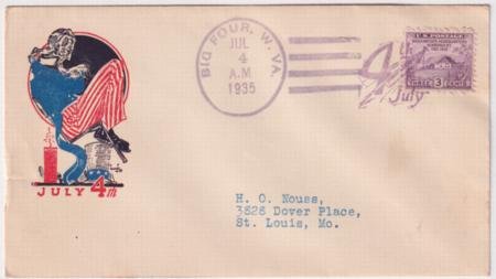INV-22355itExt_b461ca38-3727-4ba9-865c-276386741f95 US West Virginia, Big Four 727 Fancy Cancel Cover, Firecracker & July 4