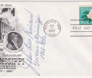 US 1337 FDC Signed by Governor John Bell Williams of Mississippi