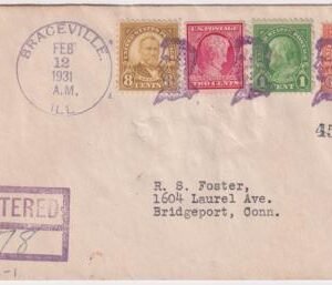 US Illinois, Braceville 367, 632, 638, 640 Fancy Cancel Cover, Lincoln Bust