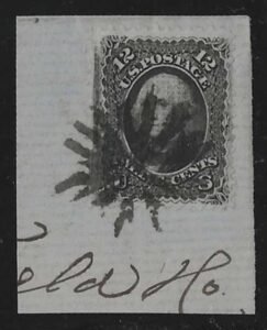 US 97 Early Classics F-VF Used On Piece, Beautiful "Circle of Vs" Fancy Cancel With Cert cv $250