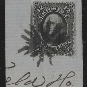 US 97 Early Classics F-VF Used On Piece, Beautiful "Circle of Vs" Fancy Cancel With Cert cv $250