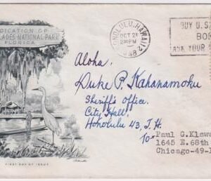 US 952 Cover Signed by Duke P. Kahanamoku, Swimmer, Surfer, Olympic Gold