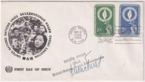 UN NY 21-22 FDC Signed by Reidar Tvedt, Chief UN Postal Administration