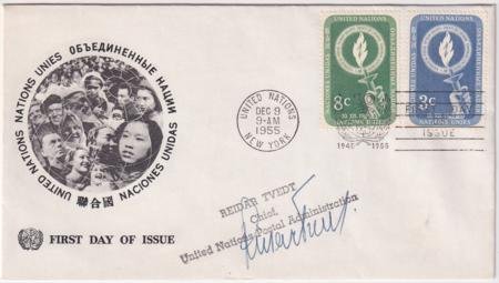 INV-22564itExt_cc78409c-856c-48fb-961b-2dffed8da6ba UN NY 21-22 FDC Signed by Reidar Tvedt, Chief UN Postal Administration