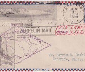 US 1930 Pan Am. Flight Cover to Tenerife with 479, FR9 Minnesota Fed. Res. Bank Perfin