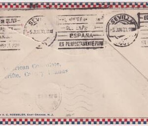 US 1930 Pan Am. Flight Cover to Tenerife with 479, FR9 Minnesota Fed. Res. Bank Perfin