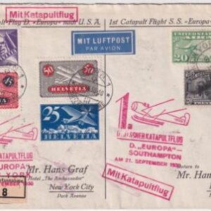 Switzerland / US 1930 Europa Catapult Registered Cover